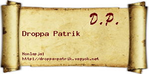 Droppa Patrik névjegykártya